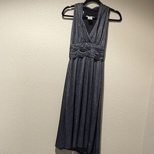 Evan Picone Shimmering Navy Midi Dress
